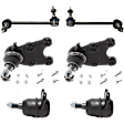 6-Piece Kit Front, Driver and Passenger Side, Upper and Lower Ball Joint, includes (2) Ball Joint and (2) Sway Bar Link