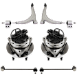 6-Piece Kit Front, Driver and Passenger Side, Lower Control Arm Includes (2) Control Arm, (2) Sway Bar Link, and (2) Wheel Hub