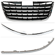 3-Piece Kit Front, Driver and Passenger Side Bumper Trim, Chrome, includes (2) Bumper Trim, and (1) Grille Assembly