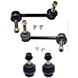 4-Piece Kit Front and Rear, Driver and Passenger Side Ball Joint, includes (2) Ball Joint, (2) Sway Bar Link, and (2) Tie Rod End
