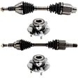 4-Piece Kit Front, Driver and Passenger Side Axle Assembly, New Kit, includes (2) Axle Assembly and (2) Wheel Hub