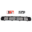 3-Piece Kit Front, Driver and Passenger Side Fog Light Trim, Chrome, includes (1) Bumper Grille and (2) Fog Light Trim