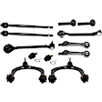 12-Piece Kit Front, Driver and Passenger Side, Upper and Lower, Forward and Rearward Control Arms, Includes (2) Ball Joint, (6) Control Arm, and (4) Tie Rod End