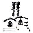 12-Piece Kit Front, Driver and Passenger Side Suspension Kit, Includes (2) Control Arm, (2) Loaded Strut, (2) Sway Bar Link, (4) Tie Rod End, and (2) Wheel Hub