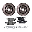 2-Wheel Set Front Brake Disc and Pad Kit, Plain Surface 5 Lugs 344.93 mm Ceramic Pro-Line Series, Includes (1) Brake Pad Set and (2) Brake Disc