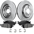 2014 Ford Taurus - 4-Piece Kit Front Brake Disc and Pad Kit, Plain Surface, 5 Lugs, 325.12 mm, Ceramic, For Models with Standard Duty Brake, 325mm Diameter, 3.5L 6Cyl, Pro-Line Series  Includes (2) Brake Disc and (1) Brake Pad Set