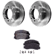 2-Wheel Set Front Brake Disc and Pad Kit, Plain Surface 8 Lugs 346.96 mm Semi-metallic 4WD Pro-Line Series, Includes (2) Disc and (1) Pad Set