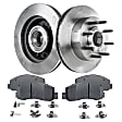 2-Wheel Set Front Brake Disc and Pad Kit, Plain Surface 8 Lugs 346.96 mm Semi-metallic RWD Pro-Line Series, Includes (2) Brake Disc and (1) Brake Pad Set