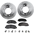 2-Wheel Set Front Brake Disc and Pad Kit, Plain Surface 8 Lugs 346.96 mm Semi-metallic 4WD Pro-Line Series, Includes (2) Brake Disc and (1) Brake Pad Set