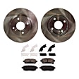 2-Wheel Set Front Brake Disc and Pad Kit, Plain Surface 4 Lugs 258.06 mm Organic Pro-Line Series, Includes (2) Brake Disc and (1) Brake Pad Set