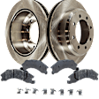 2018 Ford E-350 Super Duty - 2-Wheel Set Rear Brake Disc and Pad Kit, Plain Surface, 8 Lugs, 344.93 mm, Semi-metallic, SRW, 6.8L 10Cyl, Pro-Line Series  Includes (2) Disc and (1) Pad Set