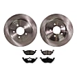 2-Wheel Set Rear Brake Disc and Pad Kit, Plain Surface 5 Lugs 302.01 mm Ceramic Pro-Line Series, Includes (2) Brake Disc and (1) Brake Pad Set