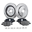 2-Wheel Set Rear Brake Disc and Pad Kit, Plain Surface 5 Lugs 352.04 mm Semi-metallic Pro-Line Series, Includes (2) Disc and (1) Pad Set