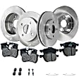 4-Wheel Set Brake Disc and Pad Kit, Plain Surface 4 Lugs Front-281.94 mm/Rear-252.98 mm Front-Ceramic/Rear-Semi-Metallic Pro-Line Series, Includes (4) Brake Disc and (2) Brake Pad Set