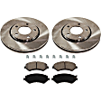 2-Wheel Set Front Brake Disc and Pad Kit, Plain Surface 5 Lugs 280.92 mm Ceramic Pro-Line Series, Includes (1) Brake Pad Set and (2) Brake Disc