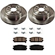 2-Wheel Set Rear Brake Disc and Pad Kit, Plain Surface 5 Lugs 303.02 mm Ceramic Pro-Line Series, Includes (2) Brake Disc and (1) Brake Pad Set