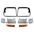 8-Piece Kit Front, Driver and Passenger Side Halogen Headlight, Includes (2) Corner Light, (2) Headlight, (2) Headlight Door, and (2) Turn Signal Light