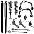 12-Piece Kit Front and RearDriver and Passenger SideInner and OuterUpper and Lower Suspension Kit Includes (4) Tie Rod End, (2) Ball Joint, (2) Control Arm and (4) Shock Absorber and Strut Assembly