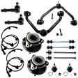 12-Piece Kit Front Suspension Kit, Includes (2) Ball Joint, (2) Control Arm, (2) Sway Bar Link, (4) Tie Rod End, and (2) Wheel Hub