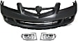 3-Piece Kit, Front Primed Bumper Cover, Includes (1) Bumper Cover and (2) Fog Light