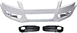 3-Piece Kit, Front Primed Bumper Cover, For Models Without S-Line Package, Without Parking Aid Sensor Holes, With Headlight Washer Holes, Includes (1) Bumper Cover and (2) Fog Light Trim