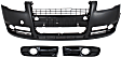 3-Piece Kit, Front Primed Bumper Cover, Includes (1) Bumper Cover and (2) Fog Light Trim
