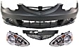 4-Piece Kit, Front Primed Bumper Cover, Includes (1) Bumper Cover, (1) Grille, and (2) Headlight