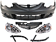 6-Piece Kit, Front Primed Bumper Cover, Includes (2) Bumper Bracket, (1) Bumper Cover, (1) Grille, and (2) Headlight