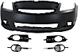 5-Piece Kit, Front Primed Bumper Cover, Includes (1) Bumper Cover and (4) Fog Light Trim