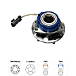 2-Wheel Set Front, Driver and Passenger Side Wheel Hub, 5 Lugs, With Bearing, With Sensor, includes (2) Tie Rod End and (2) Wheel Hub