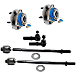 2-Wheel Set Front, Driver and Passenger Side Wheel Hub, 5 Lugs, With Bearing, With Sensor, FWD, includes (4) Tie Rod End and (2) Wheel Hub