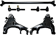 7-Piece Kit Front, Driver and Passenger Side, Lower Control Arm Kit, Includes (1) Center Link, (2) Control Arm, and (4) Tie Rod End