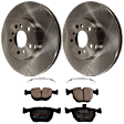KIT-072524-120 2-Wheel Set Front Brake Disc and Pad Kit, Plain Surface 5 Lugs 331.98 mm Semi-metallic, Includes (2) Brake Disc and (1) Brake Pad Set