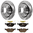 KIT-072524-12 2-Wheel Set Rear Brake Disc and Pad Kit, Plain Surface 5 Lugs 297.94 mm Semi-metallic, Includes (1) Brake Pad Set and (2) Brake Disc