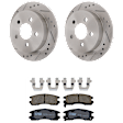 KIT-072524-187 2-Wheel Set Rear Brake Disc and Pad Kit, Cross-drilled and Slotted 5 Lugs 278 mm Ceramic, Includes (2) Disc and (1) Pad Set