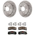 KIT-072524-188 2-Wheel Set Rear Brake Disc and Pad Kit, Cross-drilled and Slotted 5 Lugs 278 mm Ceramic, Includes (2) Disc and (1) Pad Set