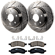 KIT-072524-193 2-Wheel Set Front Brake Disc and Pad Kit, Cross-drilled and Slotted 6 Lugs 325 mm Ceramic, Includes (1) Brake Pad Set and (2) Brake Disc