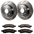 KIT-072524-194 2-Wheel Set Front Brake Disc and Pad Kit, Cross-drilled and Slotted 6 Lugs 325 mm Ceramic, Includes (1) Brake Pad Set and (2) Brake Disc