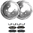 KIT-072524-199 2-Wheel Set Rear Brake Disc and Pad Kit, Cross-drilled and Slotted 6 Lugs 330.96 mm Semi-metallic, Includes (2) Brake Disc and (1) Brake Pad Set