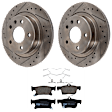 KIT-072524-209 2-Wheel Set Rear Brake Disc and Pad Kit, Cross-drilled and Slotted 5 Lugs 288.04 mm Ceramic, Includes (2) Brake Disc and (1) Brake Pad Set