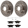 KIT-072524-210 2-Wheel Set Rear Brake Disc and Pad Kit, Cross-drilled and Slotted 5 Lugs 288.04 mm Ceramic, Includes (2) Brake Disc and (1) Brake Pad Set