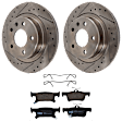 KIT-072524-215 2-Wheel Set Rear Brake Disc and Pad Kit, Cross-drilled and Slotted 5 Lugs 288.04 mm Ceramic, Includes (2) Brake Disc and (1) Brake Pad Set