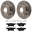 KIT-072524-216 2-Wheel Set Rear Brake Disc and Pad Kit, Cross-drilled and Slotted 5 Lugs 288.04 mm Ceramic, Includes (2) Brake Disc and (1) Brake Pad Set