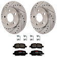 KIT-072524-239 2-Wheel Set Rear Brake Disc and Pad Kit, Cross-drilled and Slotted 5 Lugs 270 mm Ceramic, Includes (1) Brake Pad Set and (2) Brake Disc