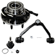 3-Piece Kit Wheel Hub,, 4WD, Includes (1) Ball Joint, (1) Control Arm, and (1) Wheel Hub