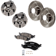 2-Wheel Set Front, Driver and Passenger Side Wheel Hub, 5 Lugs, With Bearing, With Sensor, Includes (2) Disc, (1) Pad Set, and (2) Wheel Hub