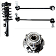6-Piece Kit Front, Driver and Passenger Side Suspension Kit, Includes (2) Loaded Strut, (2) Sway Bar Link, and (2) Wheel Hub