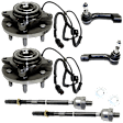 2-Wheel Set Front, Driver and Passenger Side Wheel Hub, Includes (4) Tie Rod End and (2) Wheel Hub