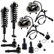 10-Piece Kit Front, Driver and Passenger Side Suspension Kit, Sport Utility, Includes (4) Ball Joint, (2) Loaded Strut, (2) Tie Rod End, and (2) Wheel Hub
