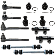 12-Piece Kit Front Suspension Kit, Includes (4) Ball Joint, (2) Sway Bar Link, (2) Tie Rod Adjusting Sleeve, and (4) Tie Rod End